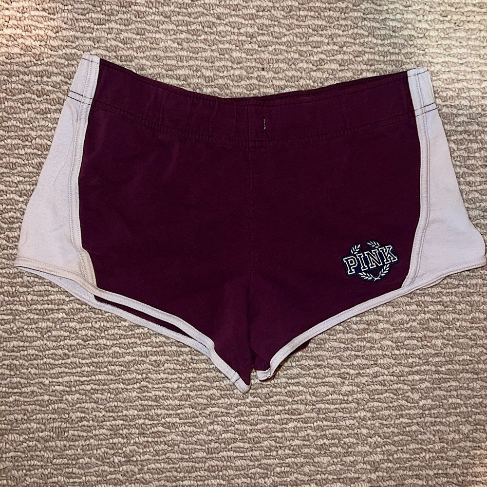 PINK Maroon and White Shorts